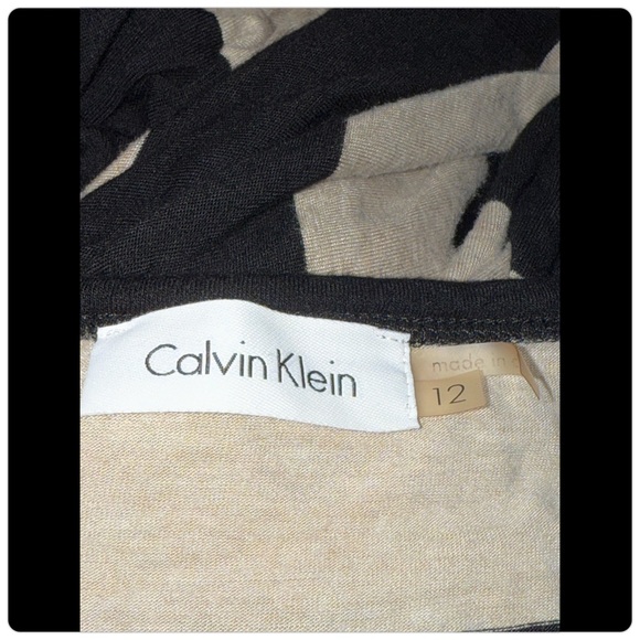 Calvin Klein Black Tan Stripe Maxi Dress 3/4 Sleeve Stretch Size 12 - Picture 6 of 7